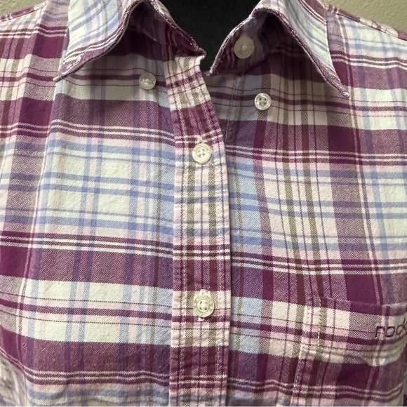 Rockies Purple Plaid Western Button Down Shirt Cotton Cowgirl Rodeo Large - Picture 3 of 11